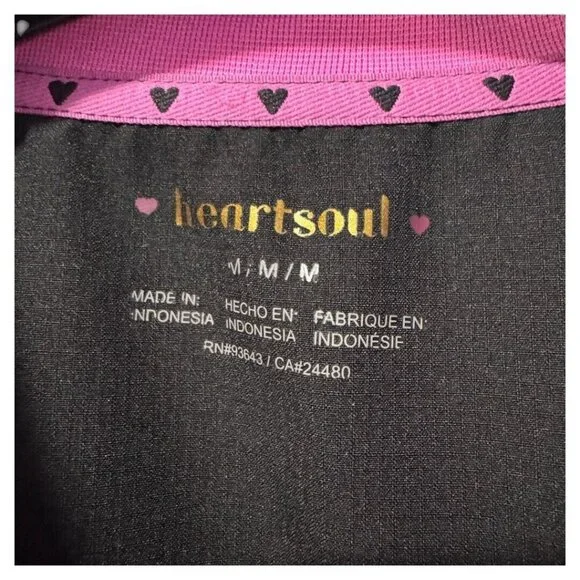 HeartSoul Break On Through Break Free Heart Zips A Beat V-Neck Pink Black Top M - Picture 2 of 4